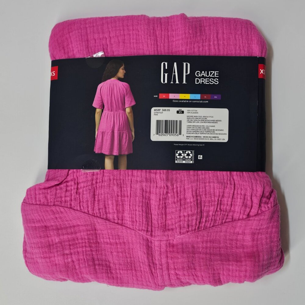 Gap Women's Cotton Crinkle Gauze Dress Relaxed Fit Short Sleeve - Picture 10 of 10